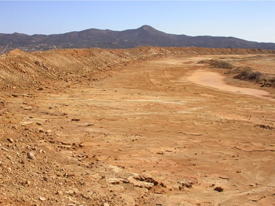 A dry, dusty desert landscape